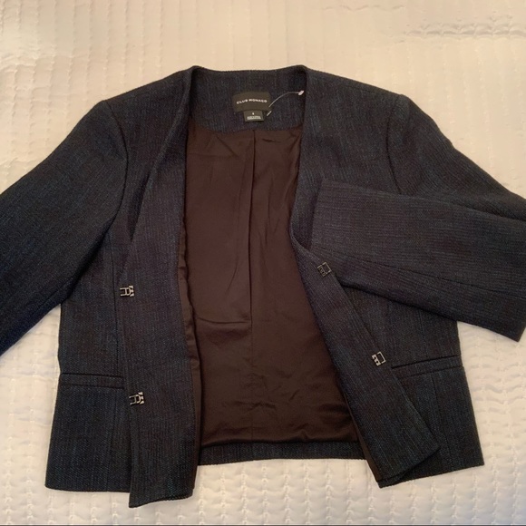 Club Monaco Career Cropped Tweed Blazer Blue/Black colour in Size 6 - Picture 6 of 7